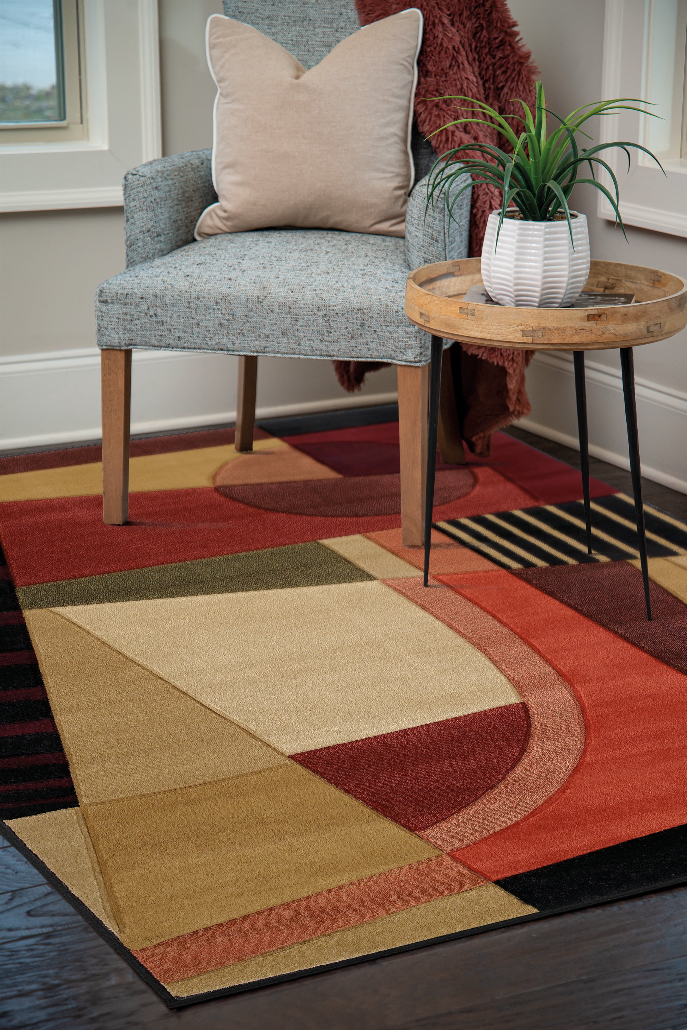 United Weavers Charlize Xander Geometric Green Woven Polypropylene Area Rug or Runner