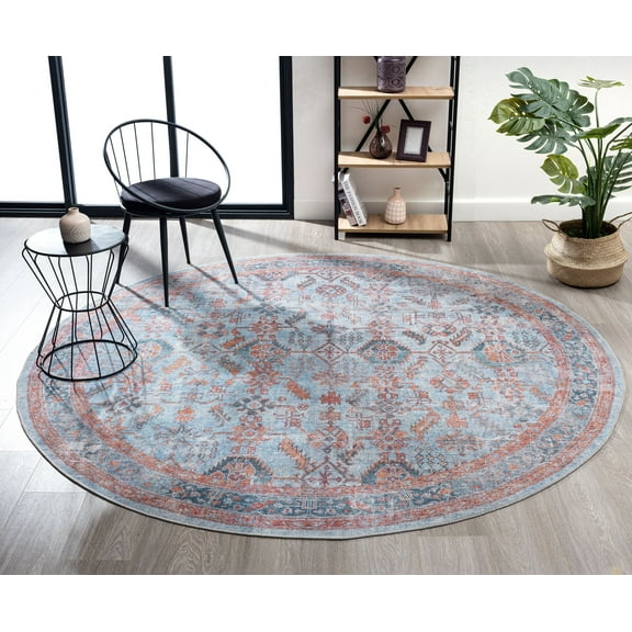 United Weavers Charm Angelic Transitional Medallion Round Area Rug, Blue, 7'11" x 7'11"