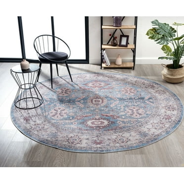United Weavers Charm Glaring Transitional Border Round Area Rug, Blue, 7'11" x 7'11"