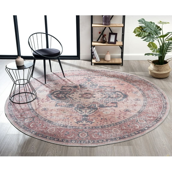 United Weavers Charm Grace Transitional Medallion Round Area Rug, Red, 7'11" x 7'11"