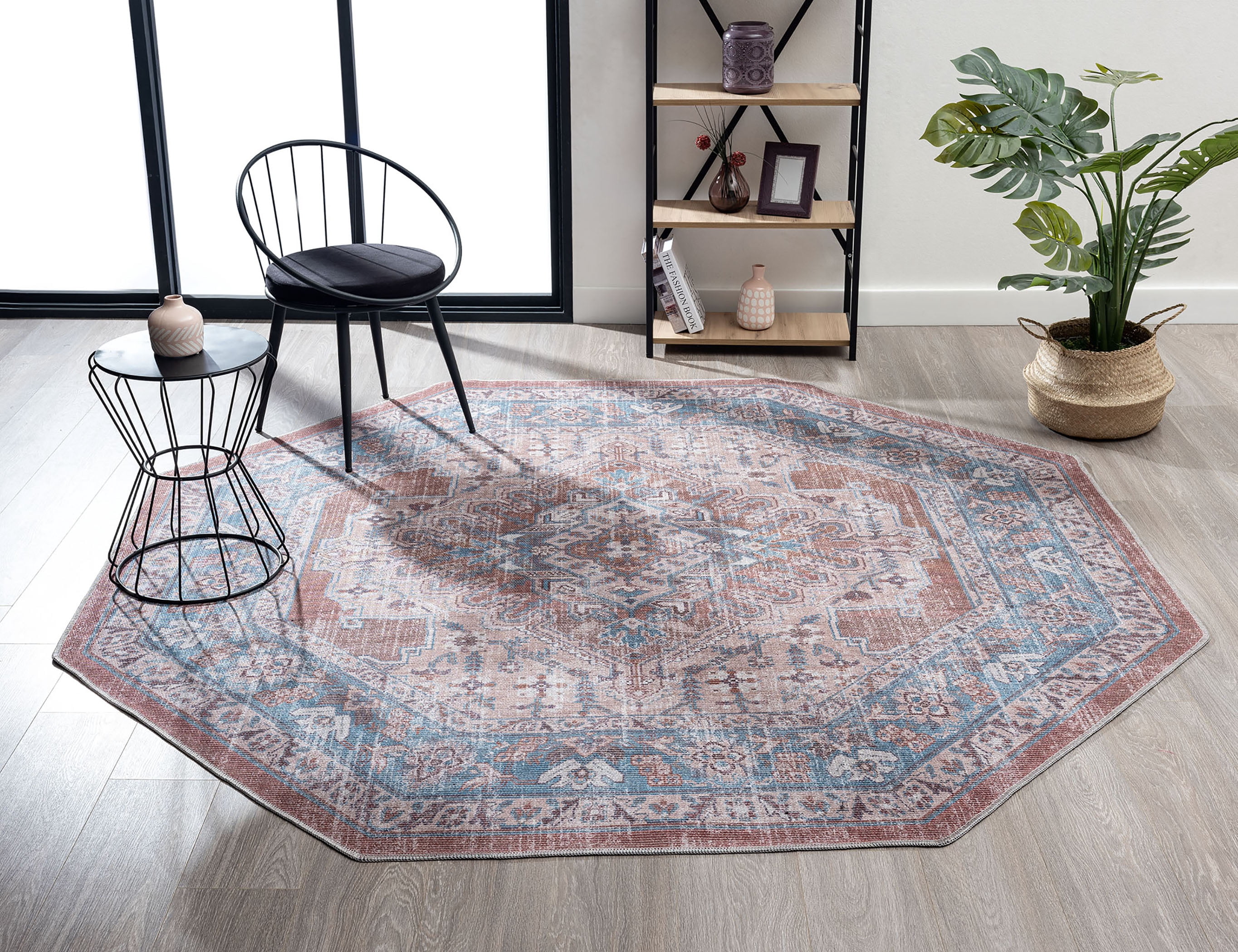 United Weavers Charm Peace Traditional Border Octagon Area Rug, Blue, 7'10" x 7'10"