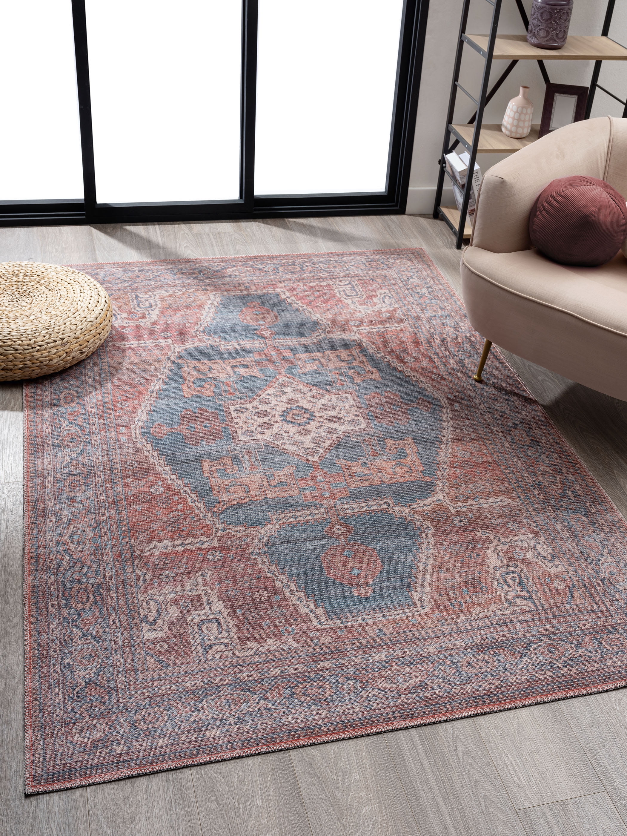 United Weavers Charm Venture Transitional Medallion Accent Rug, Blue, 1'10" x 3'