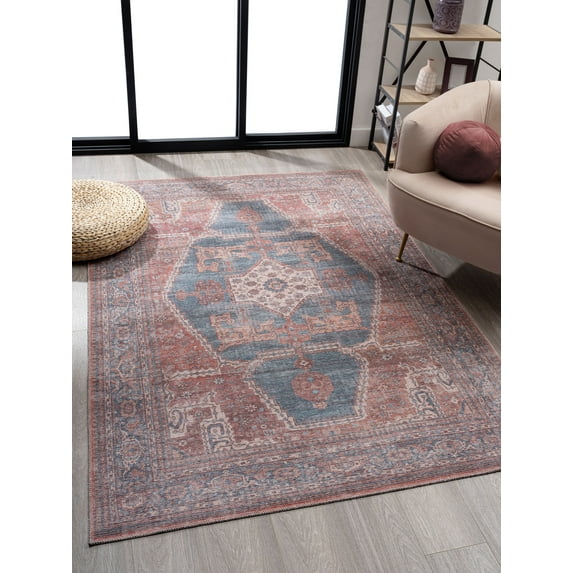 United Weavers Charm Venture Transitional Medallion Area Rug, Blue, 5'3" x 7'2"