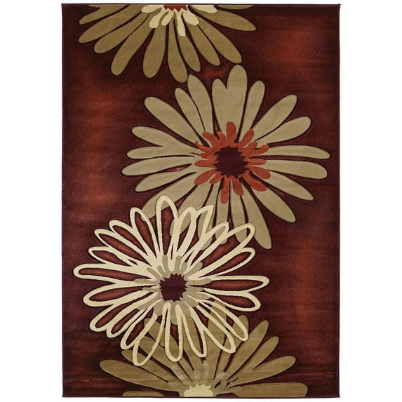 United Weavers Contours Area Rug 510-20229 Dahlia Terracotta Floral Petals 5' 3" x 7' 6" Rectangle