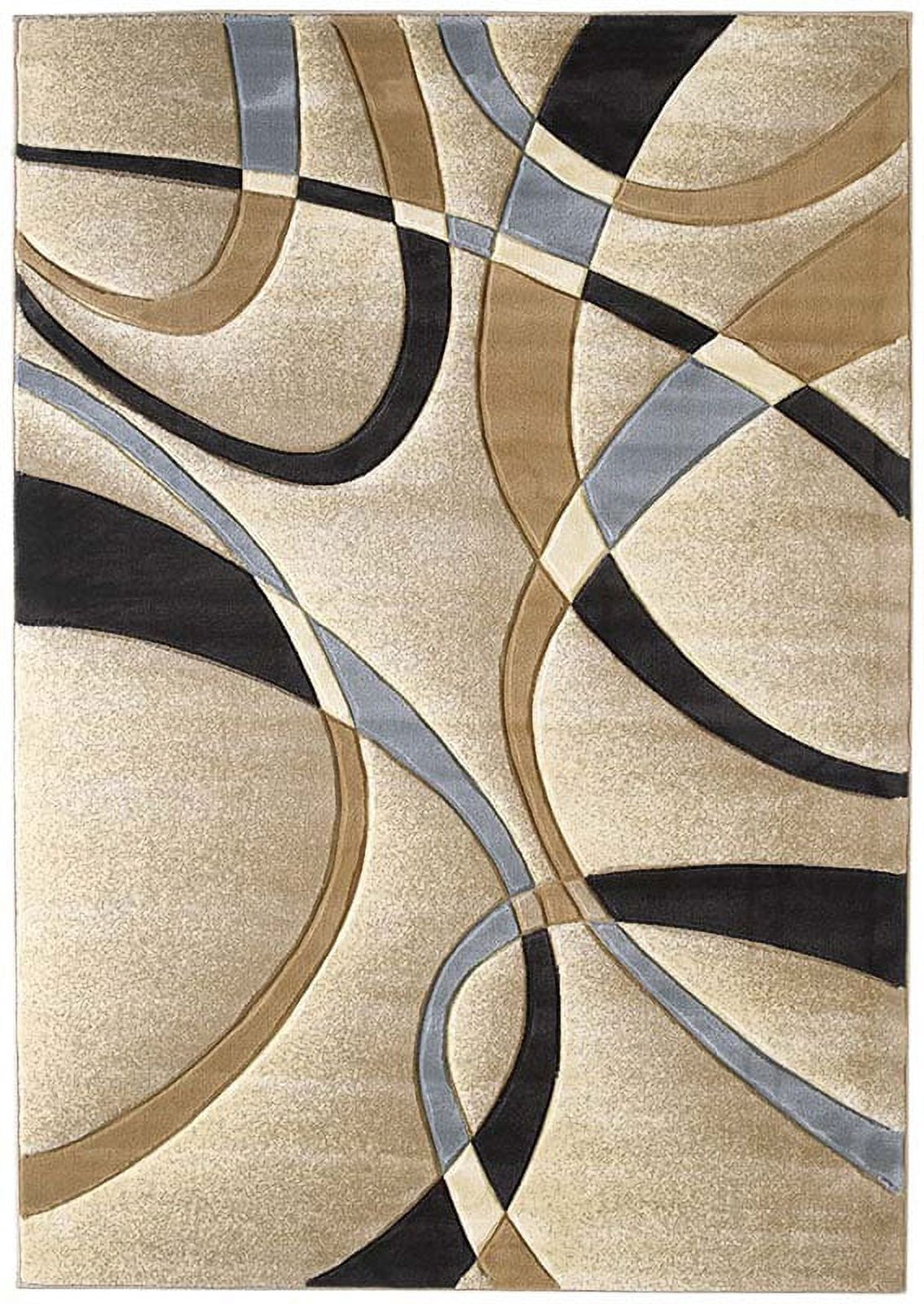 United Weavers Contours Area Rug 51021326 LaChic Beige Swirls Wavy Lines 2' 7" x 4' 2