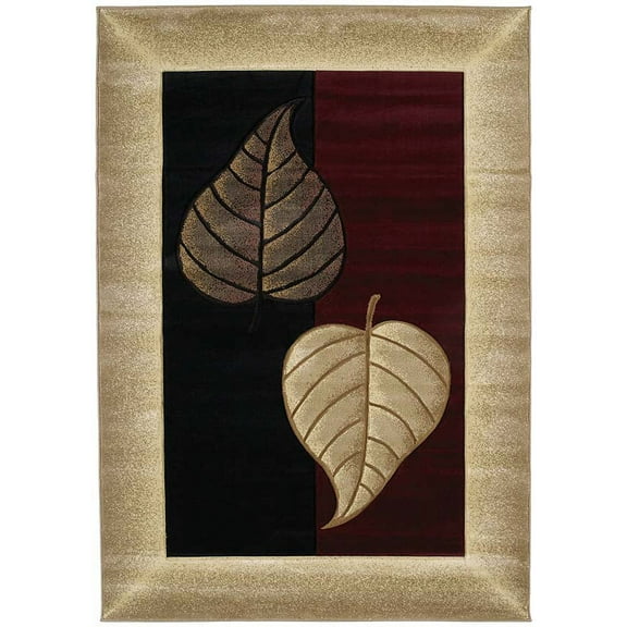 United Weavers Contours Area Rug 510-21834 Basil Burgundy Leaves Border 2' 7" x 7' 4" Rectangle
