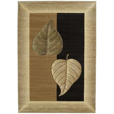 United Weavers Contours Area Rug 510-21851 Basil Chocolate Leaves Border 5' 3" x 7' 6" Rectangle