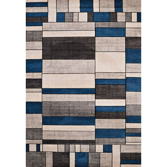 United Weavers Contours Area Rug 702 33761 Echelon Denim Blue Rows Blocks 2' 7" x  4' 2" Rectangle
