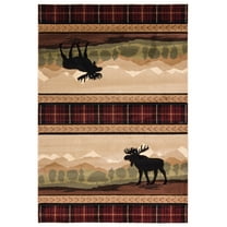 United Weavers Cottage Area Rug 2055 40726 Rose Hill Beige Plaid Rows 5' 3" x 7' 6" Rectangle