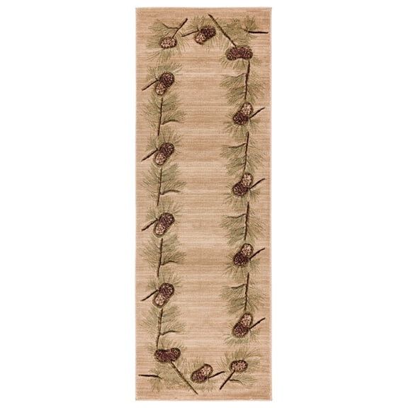 United Weavers Cottage Area Rug 2055 40926 Farmington Beige Acorns Stems 2' 7" x 7' 4" Rectangle