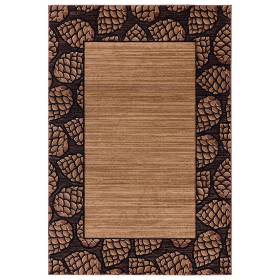 United Weavers Cottage Area Rug 2055 41026 Pine Border Beige Lined Acorns 2' 7" x 4' 2" Rectangle
