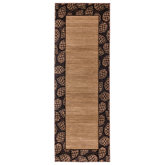 United Weavers Cottage Area Rug 2055 41026 Pine Border Beige Lined Acorns 2' 7" x  7' 4" Rectangle