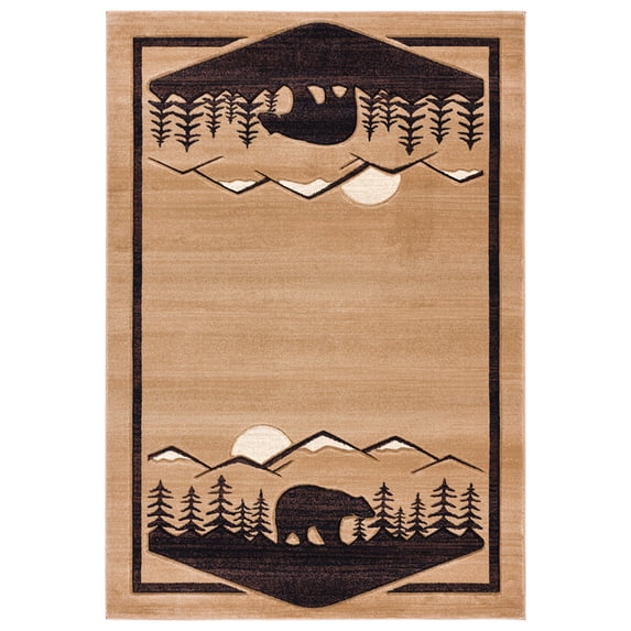 United Weavers Cottage Area Rug 2055 41226 Treetops Beige Repeat Mirrored 5' 3" x 7' 6" Rectangle