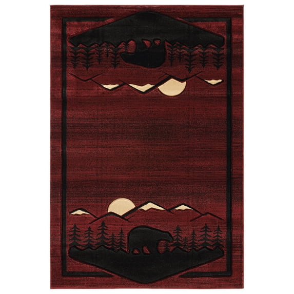 United Weavers Cottage Area Rug 2055 41234 Treetops Burgundy Sunset Repeat 5' 3" x 7' 6" Rectangle