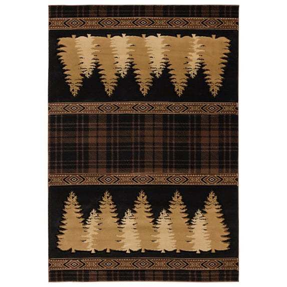 United Weavers Cottage Area Rug 2055 41350 Woodland Brown Mirrored Striped 5' 3" x 7' 6" Rectangle