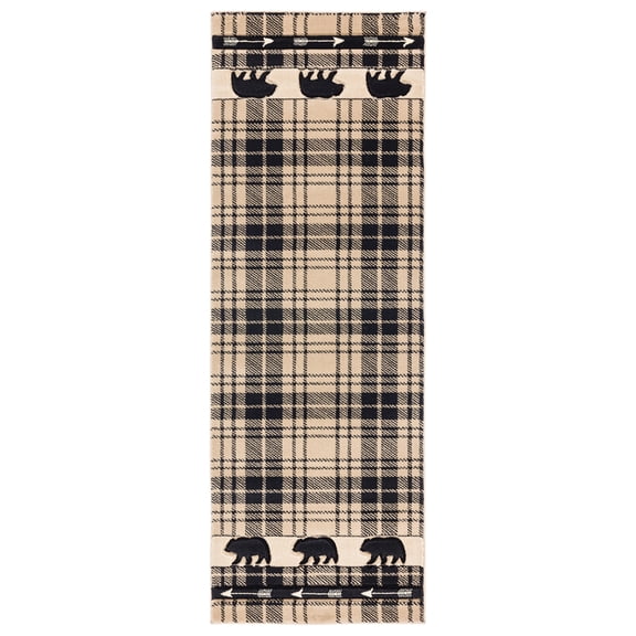 United Weavers Cottage Area Rug 2055 41426 Tartan Bear Beige Plaid Bears 2' 7" x  7' 4" Rectangle