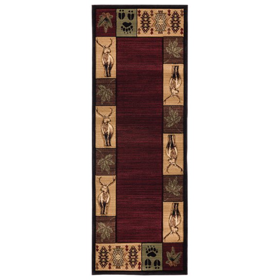 United Weavers Cottage Area Rug 2055 41526 Maddox Beige Cubed Deer 2' 7" x 7' 4" Rectangle