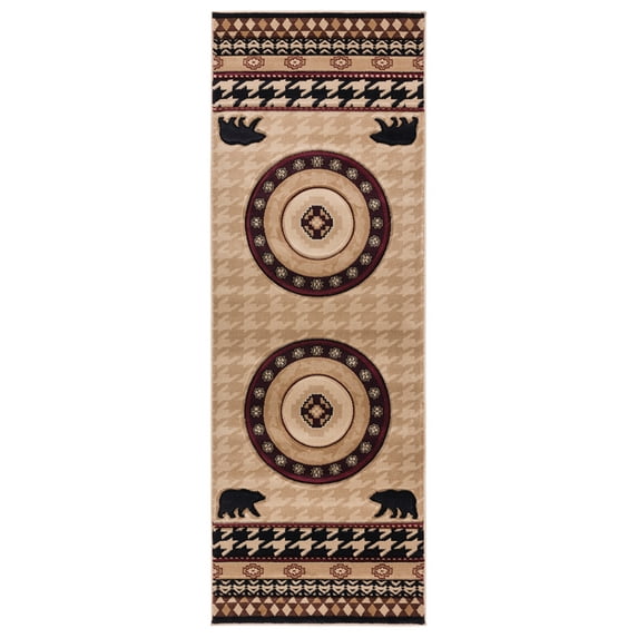 United Weavers Cottage Area Rug 2055 41626 Haven Beige Rings Bears 2' 7" x  7' 4" Rectangle