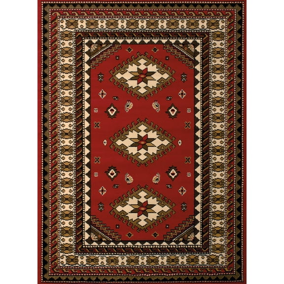 United Weavers Dallas Tres Runner Rug - Red, 2x8 Runner, Southwestern Indoor Area Rug with Bordered Pattern, Jute Backing