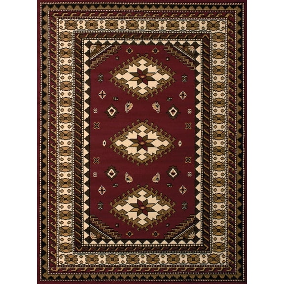 United Weavers Dallas Tres Runner Rug - Burgundy, 2 ft 3 in x 7 ft 2 in Runner, Southwestern Indoor Area Rug with Bordered Pattern, Jute Backing