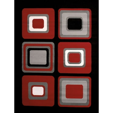 United Weavers Dallas Area Rug 851-10330 Spaces Red Blocks Boxes 2' 3" x 7' 2" Rectangle
