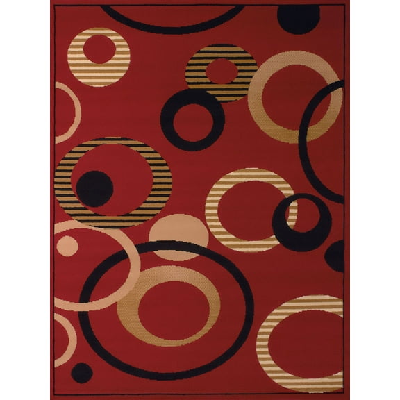 United Weavers Dallas Area Rug 851-10430 Hip Hop Red Loops Hoops 2' 3" x 7' 2" Rectangle