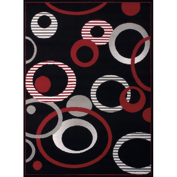 United Weavers Dallas Area Rug 851-10470 Hip Hop Black Loops Dots 2' 3" x 7' 2" Rectangle