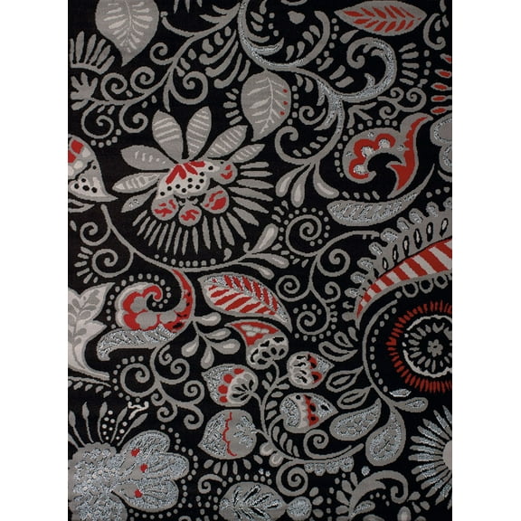 United Weavers Dallas Area Rug 851-11070 Bandanna Black Swirls Vines 2' 3" x 7' 2" Rectangle