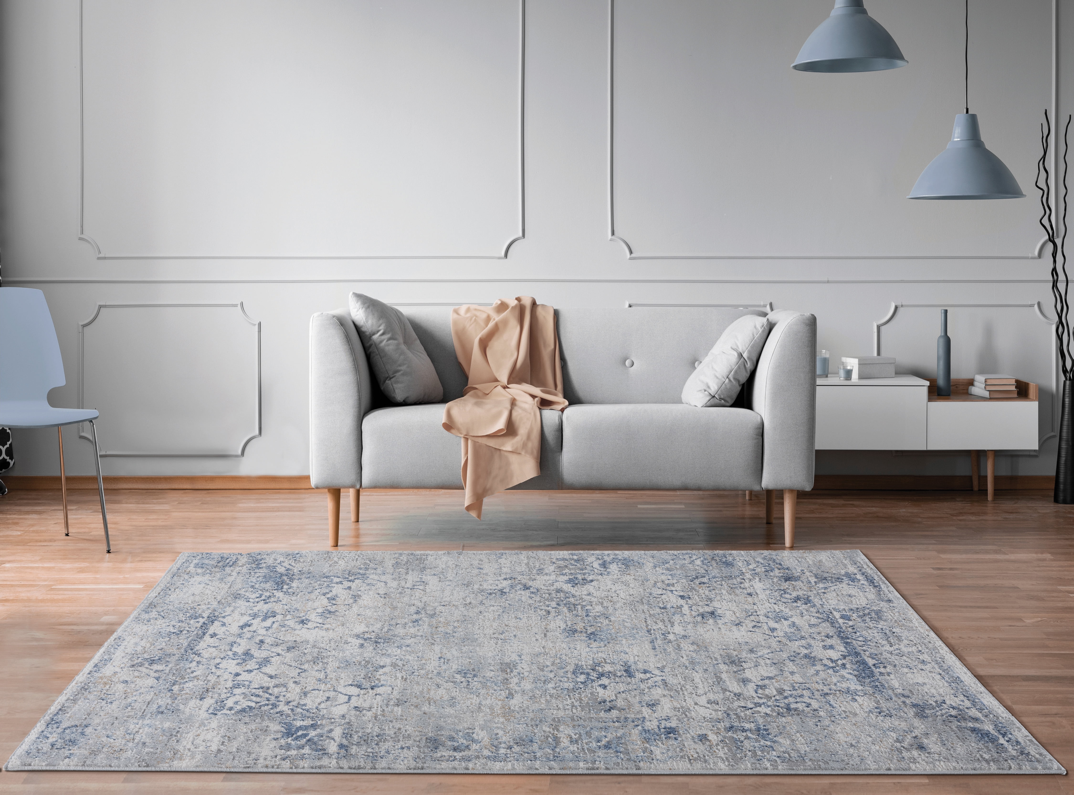 United Weavers Dawson Affection Transitional Bordered Area Rug, Blue, 12'6" x 15'
