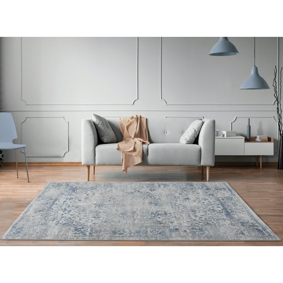United Weavers Dawson Affection Transitional Bordered Runner Rug, Blue, 2'7" x 7'4"