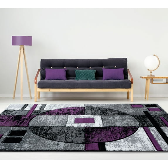United Weavers Drachma Attica Modern Abstract Accent Rug, Plum, 1'10" x 2'8"