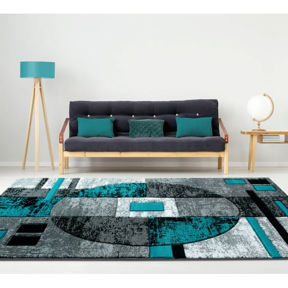 United Weavers Drachma Attica Modern Abstract Runner Rug, Turquoise, 2'7" x 7'4"