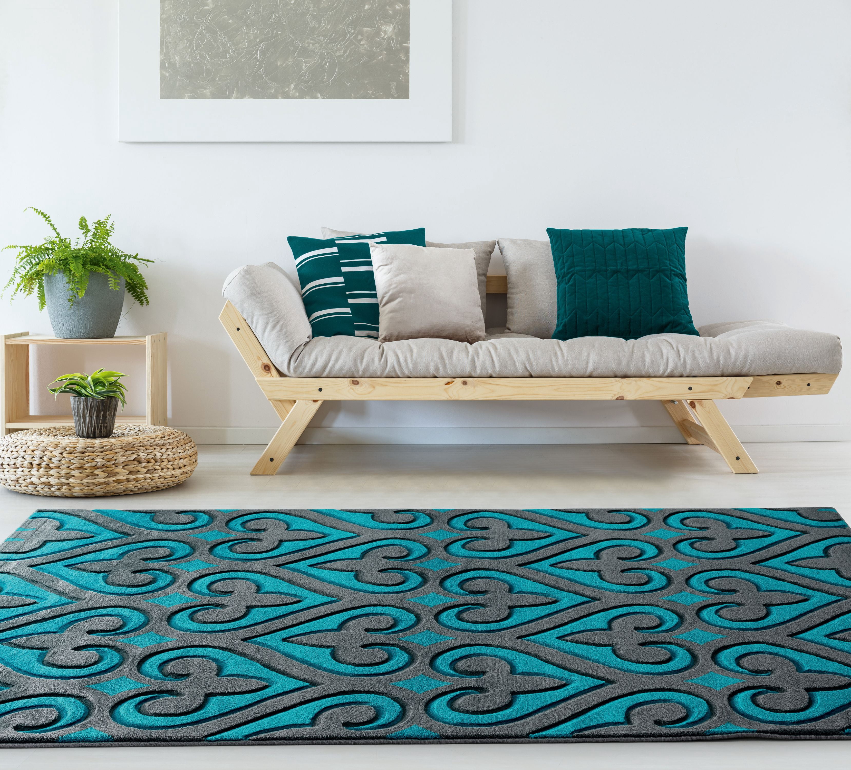United Weavers Drachma Benachi Modern Geometric Area Rug, Turquoise, 7'10" x 7'10"