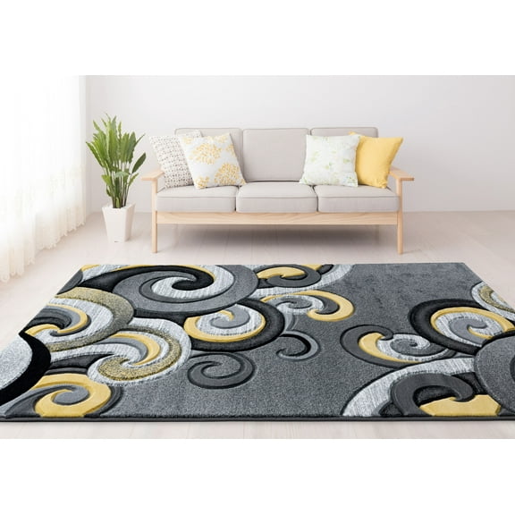 United Weavers Drachma Dahlia Modern Paisley Accent Rug, Yellow, 1'10" x 2'8"