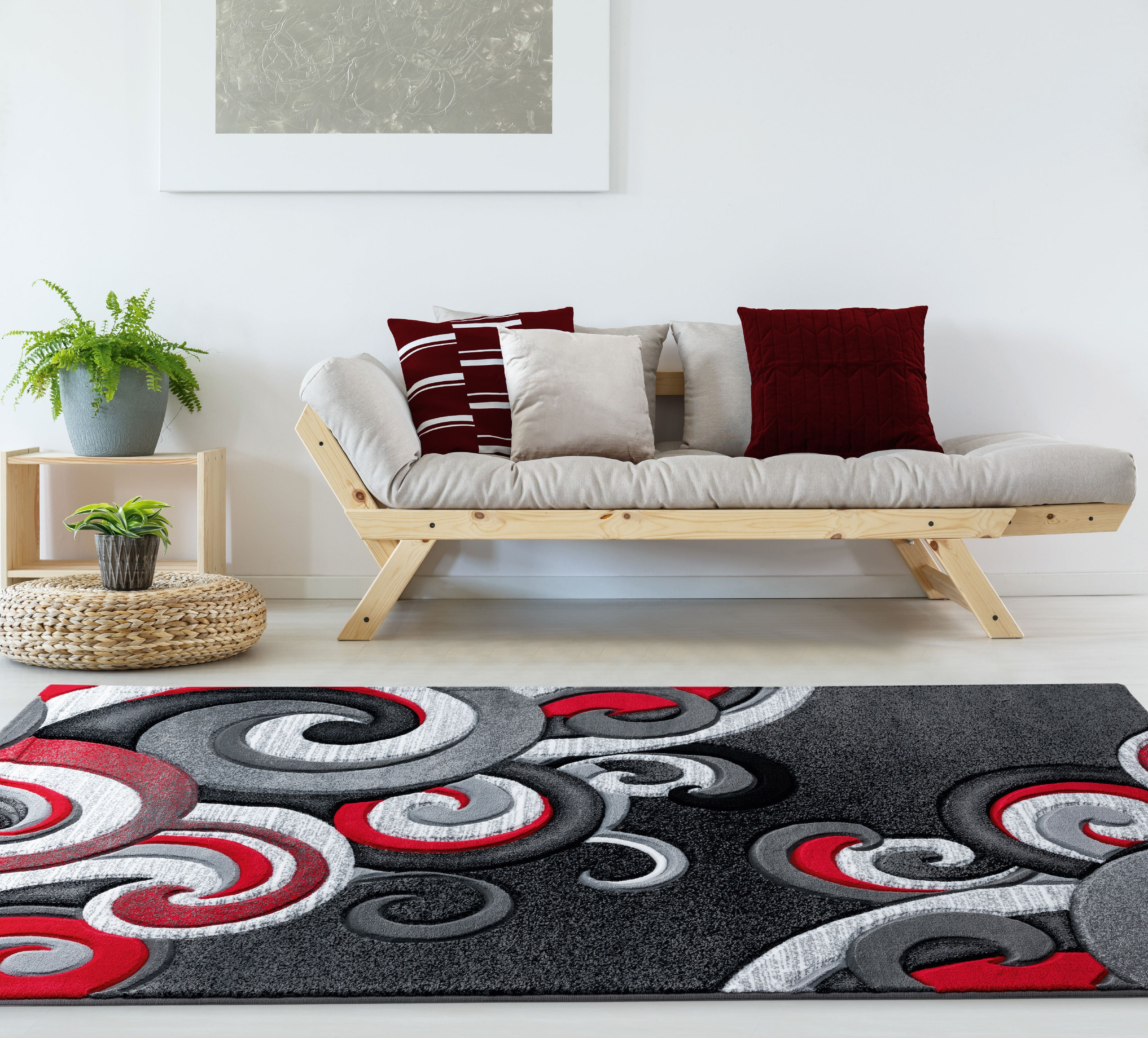 United Weavers Drachma Dahlia Modern Paisley Area Rug, Red, 7'10" x 7'10"