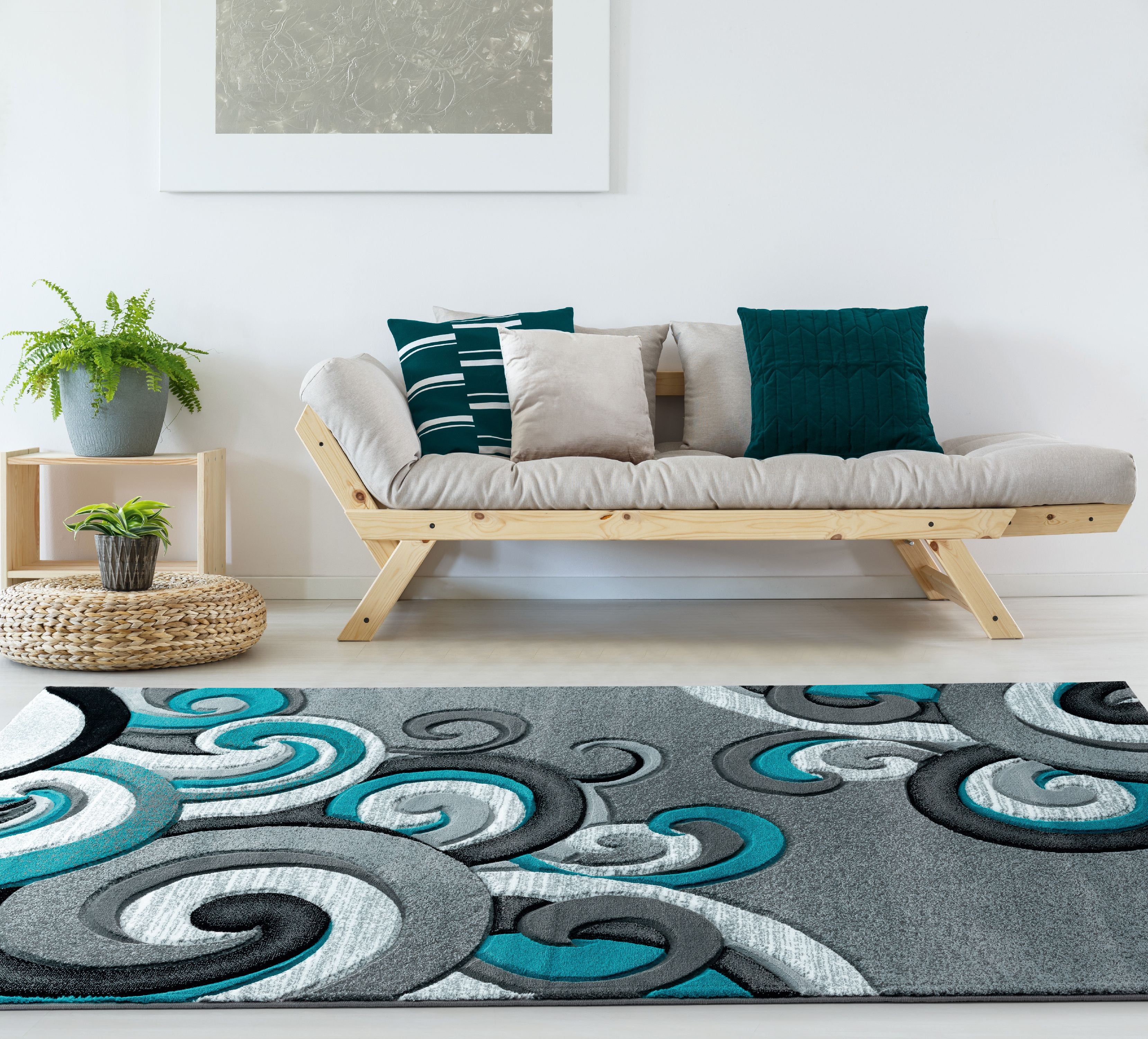 United Weavers Drachma Dahlia Modern Paisley Area Rug, Turquoise, 5'3" x 7'6"