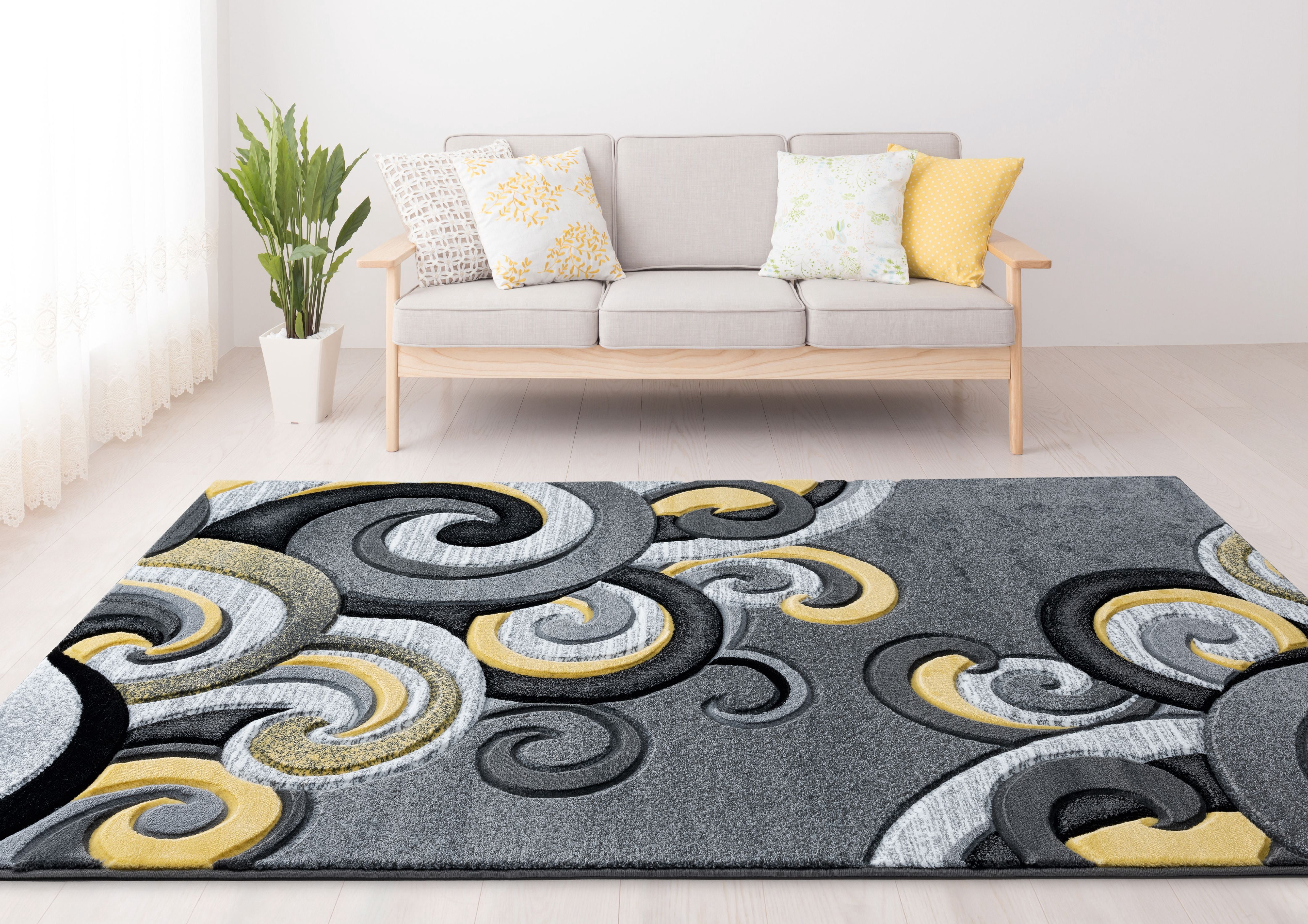 United Weavers Drachma Dahlia Modern Paisley Area Rug, Yellow, 7'10" x 7'10"