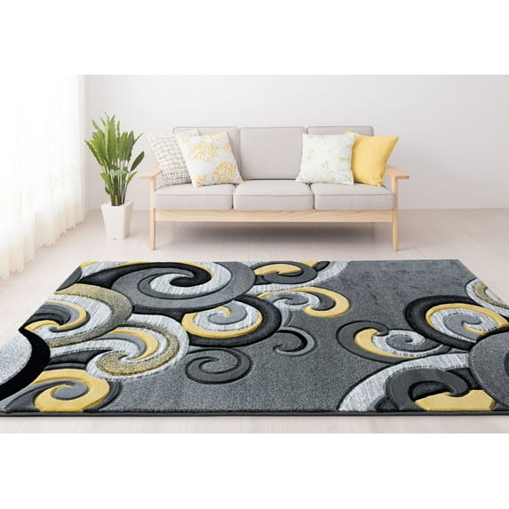 United Weavers Drachma Dahlia Modern Paisley Runner Rug, Yellow, 2'7" x 7'4"