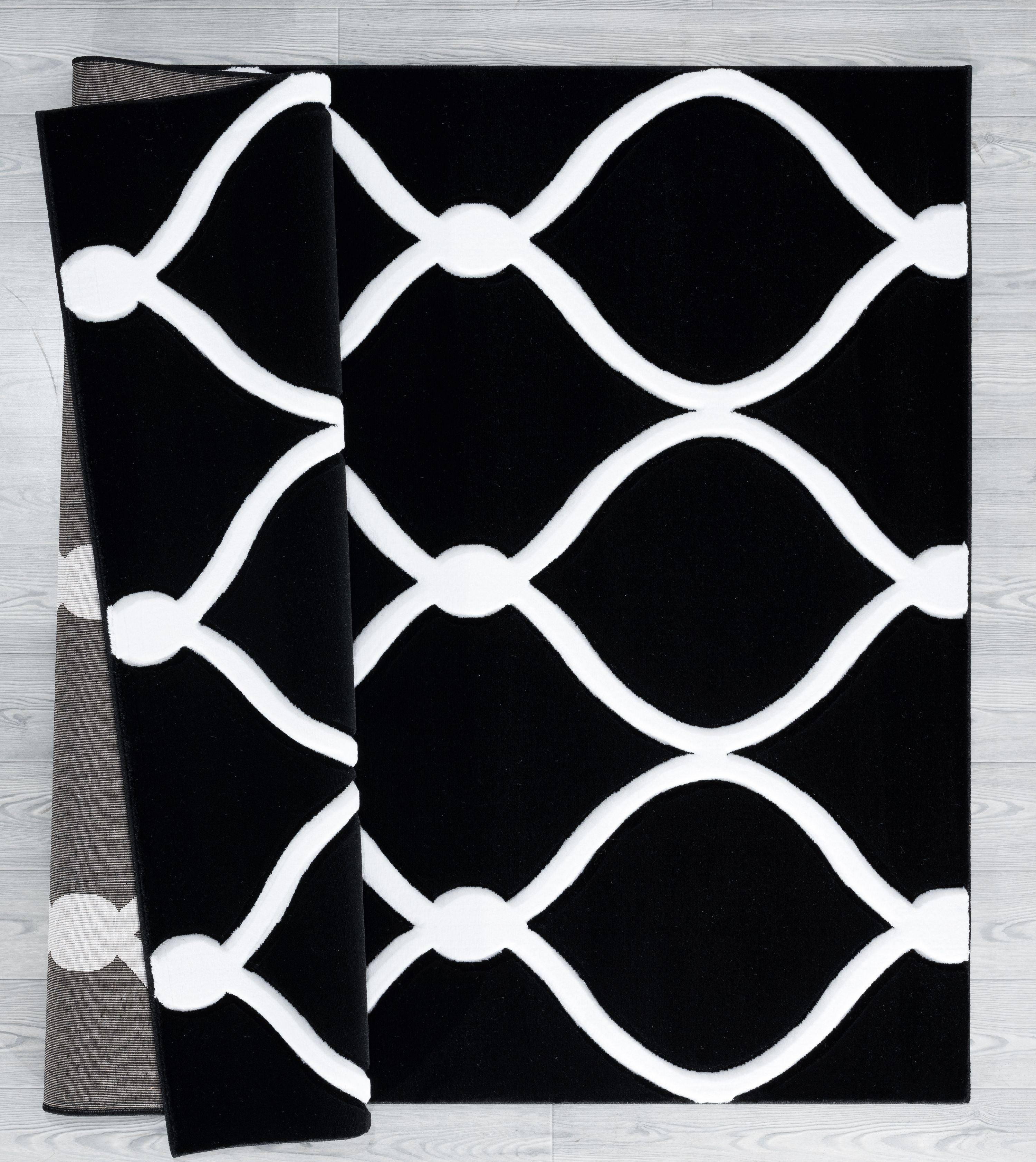 United Weavers Drachma Freya Modern Trellis Accent Rug, Black, 1'10" x