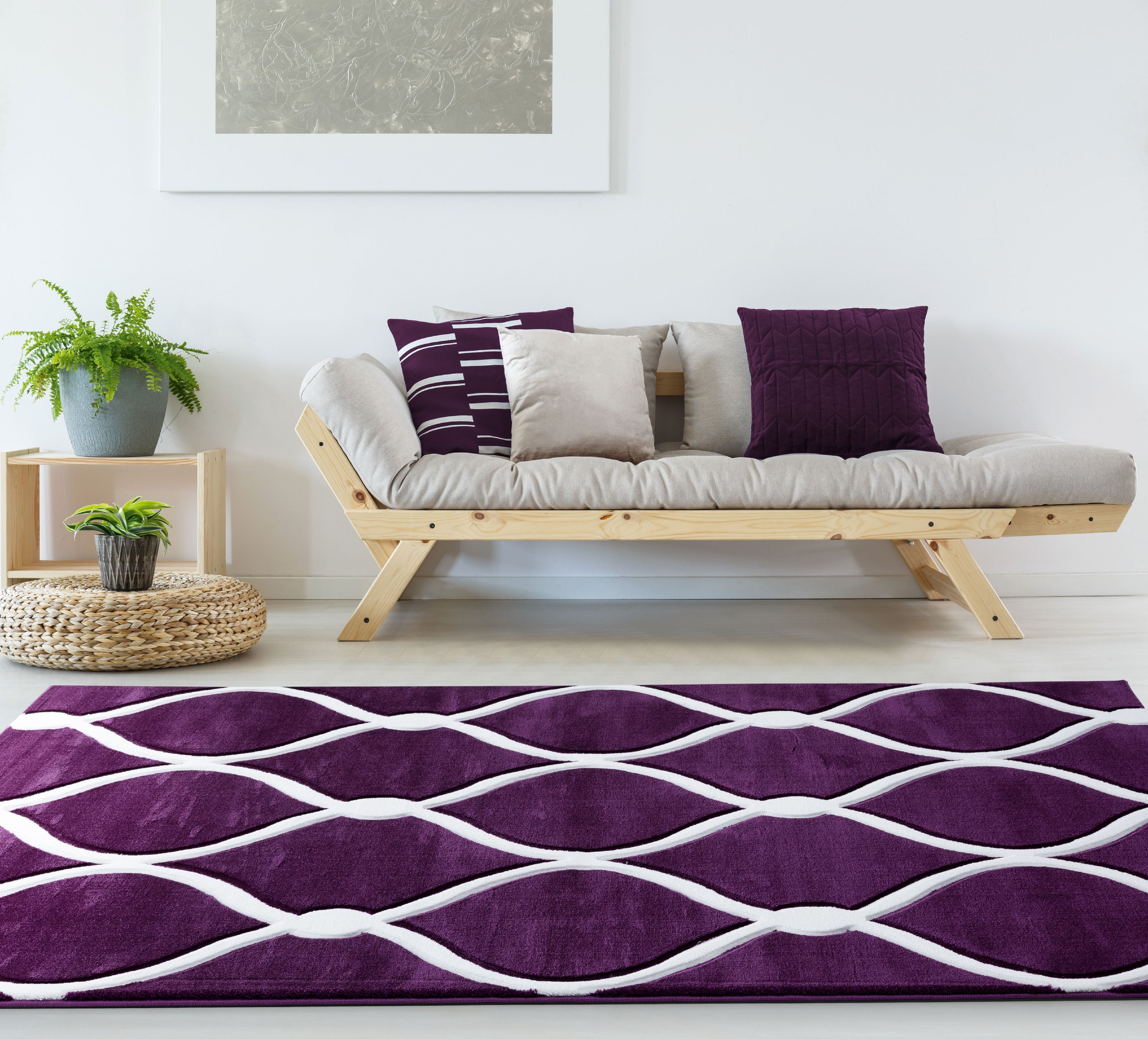 United Weavers Drachma Freya Modern Trellis Area Rug, Plum, 5'3" x 7'6"