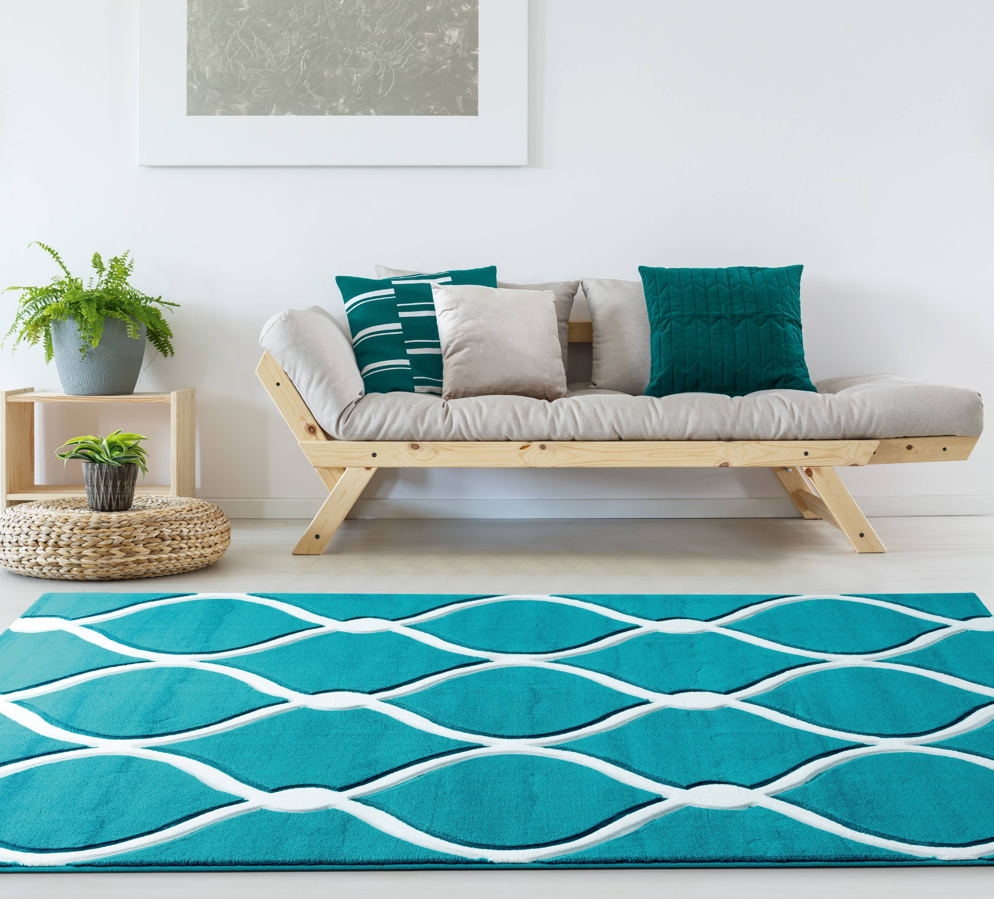 United Weavers Drachma Freya Modern Trellis Runner Rug, Turquoise, 2'7" x 7'4"