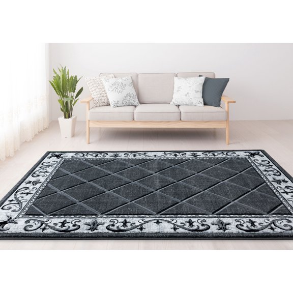 United Weavers Drachma Kengsley Transitional Border Area Rug, Grey, 7'10" x 7'10"