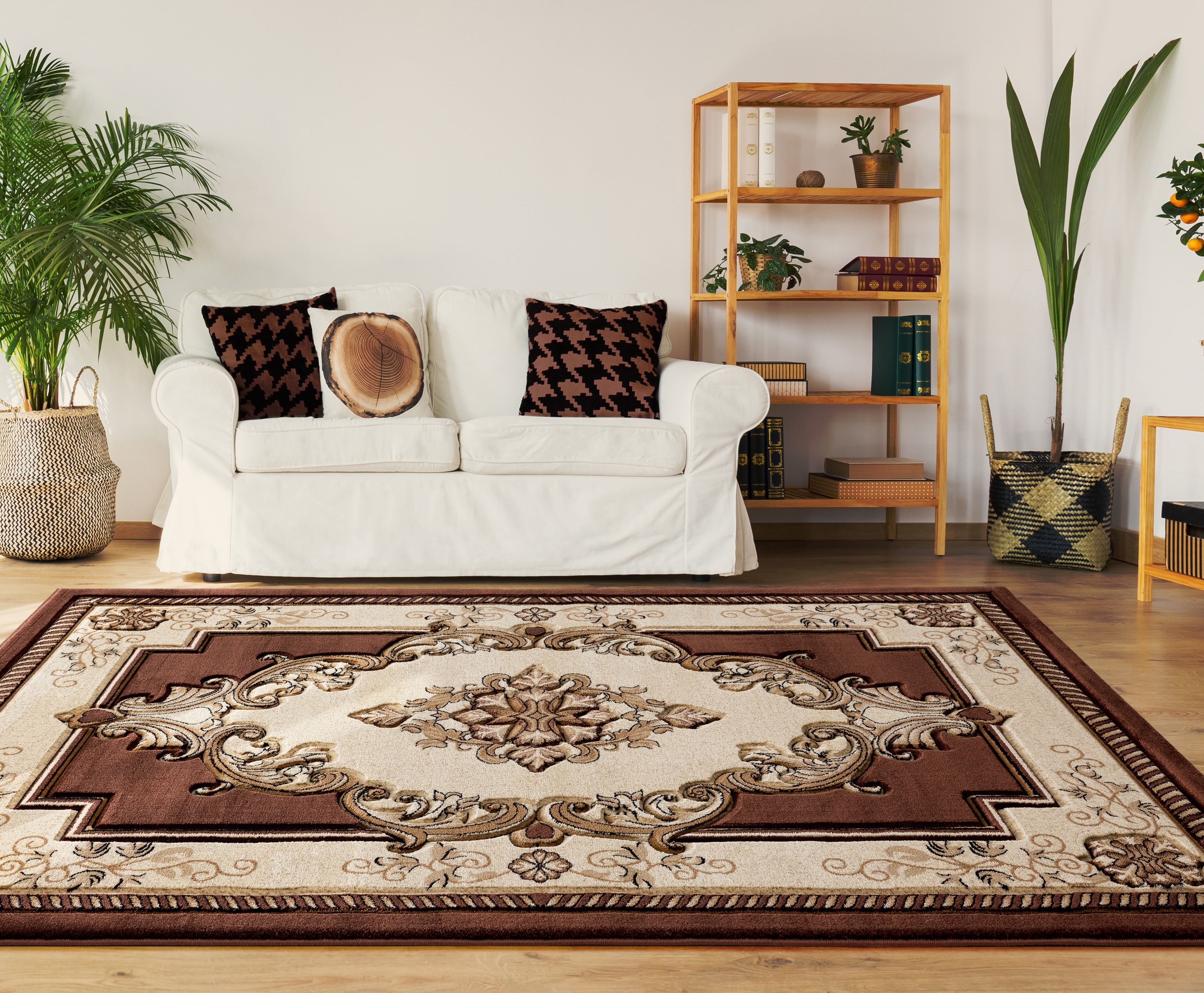 United Weavers Drachma Patras Traditional Medallion Accent Rug, Chocolate, 2'7" x 4'2"