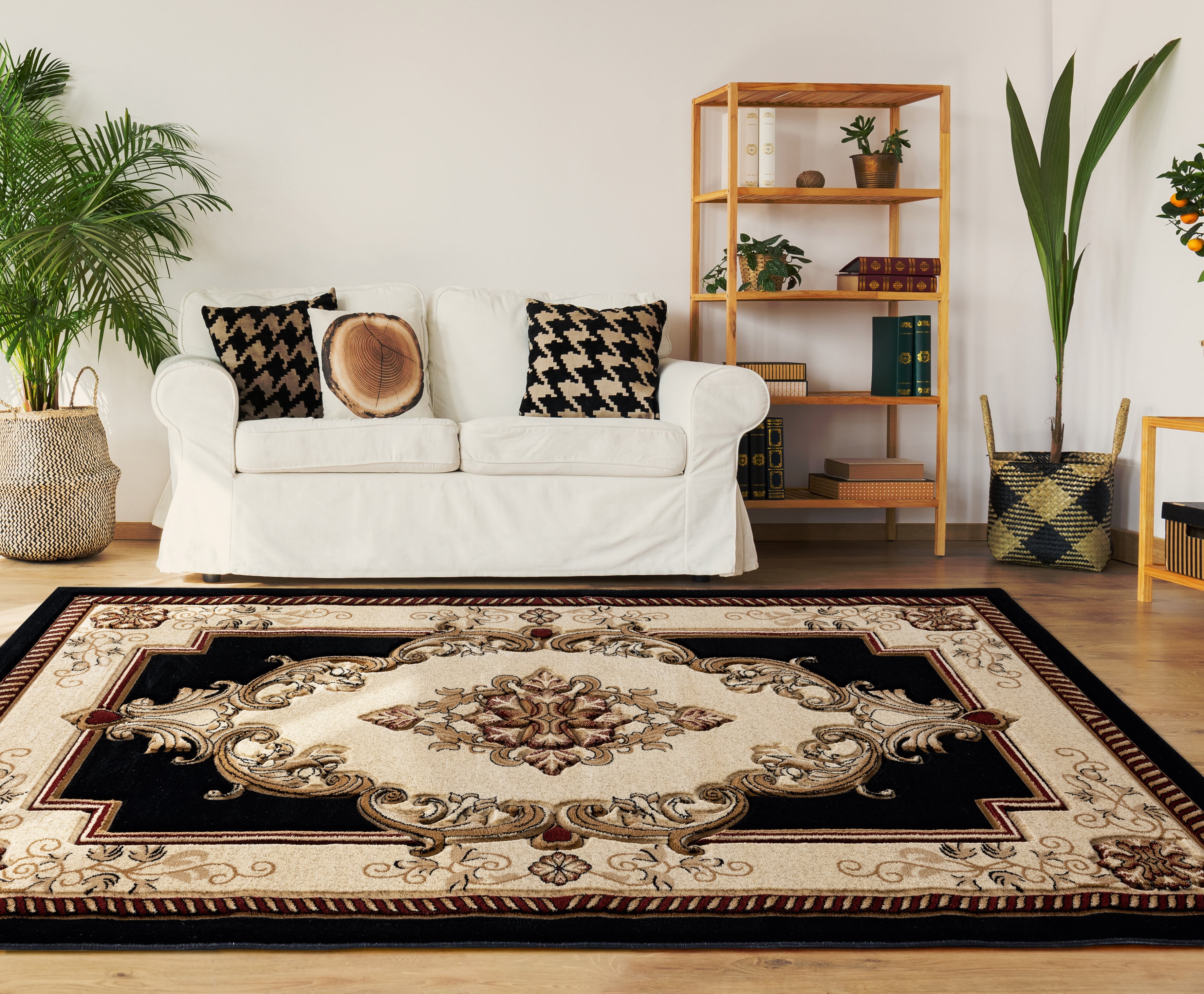 United Weavers Drachma Patras Traditional Medallion Area Rug, Black, 7'10" x 10'6"