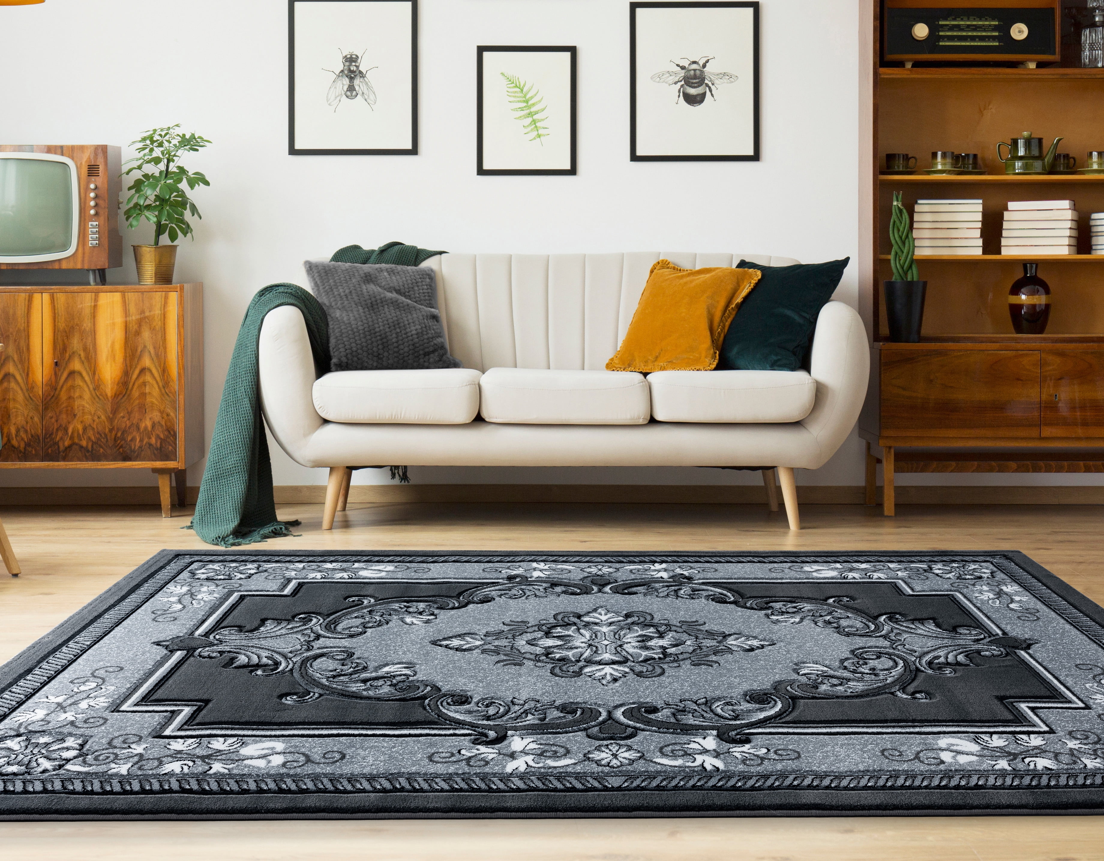 United Weavers Drachma Patras Traditional Medallion Area Rug, Grey, 5'3" x 7'6"