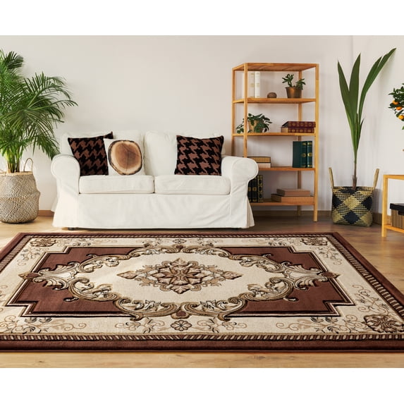 United Weavers Drachma Patras Traditional Medallion Runner Rug, Chocolate, 2'7" x 7'4"