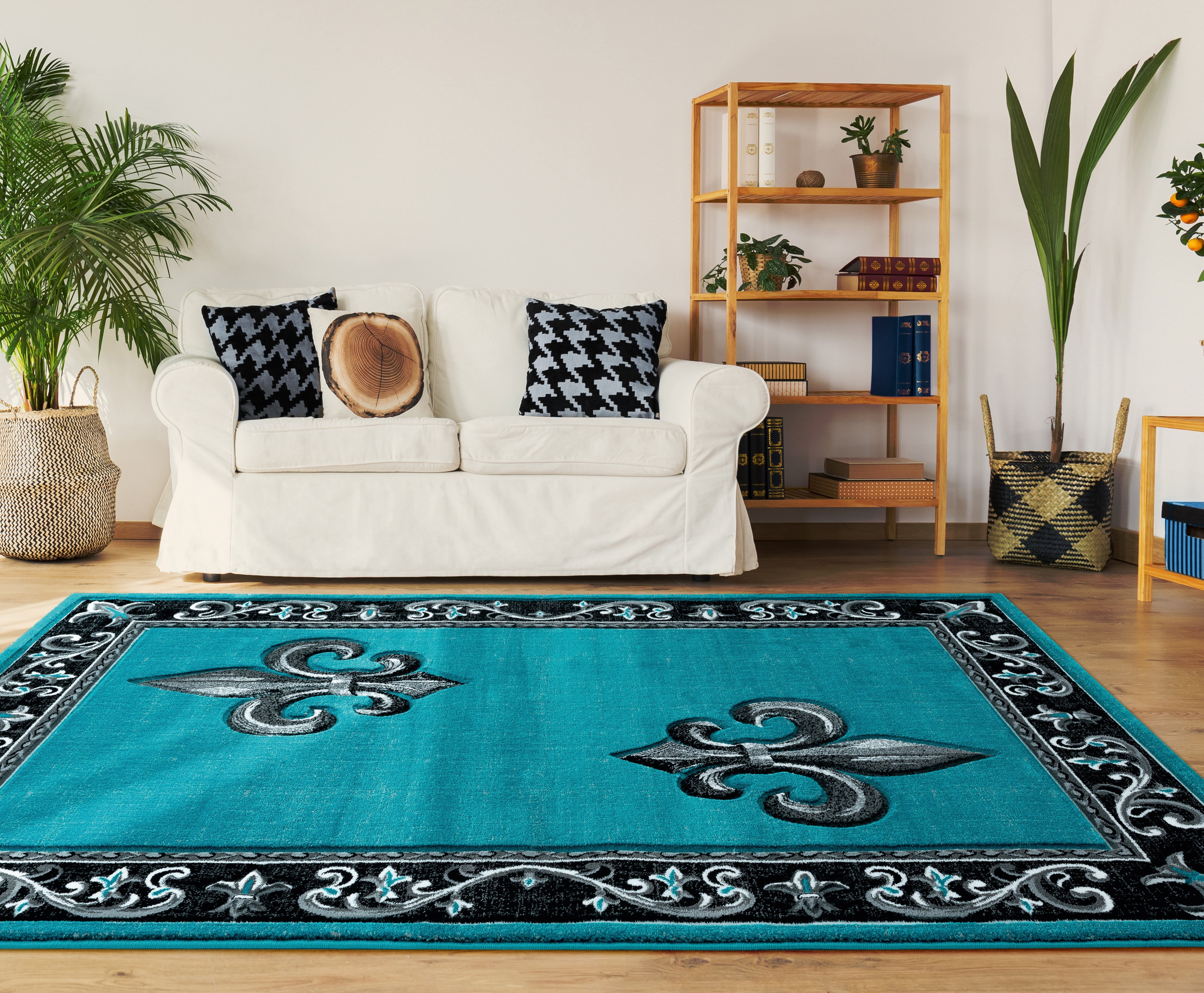 United Weavers Drachma Peleus Transitional Border Area Rug, Turquoise, 7'10" x 7'10"