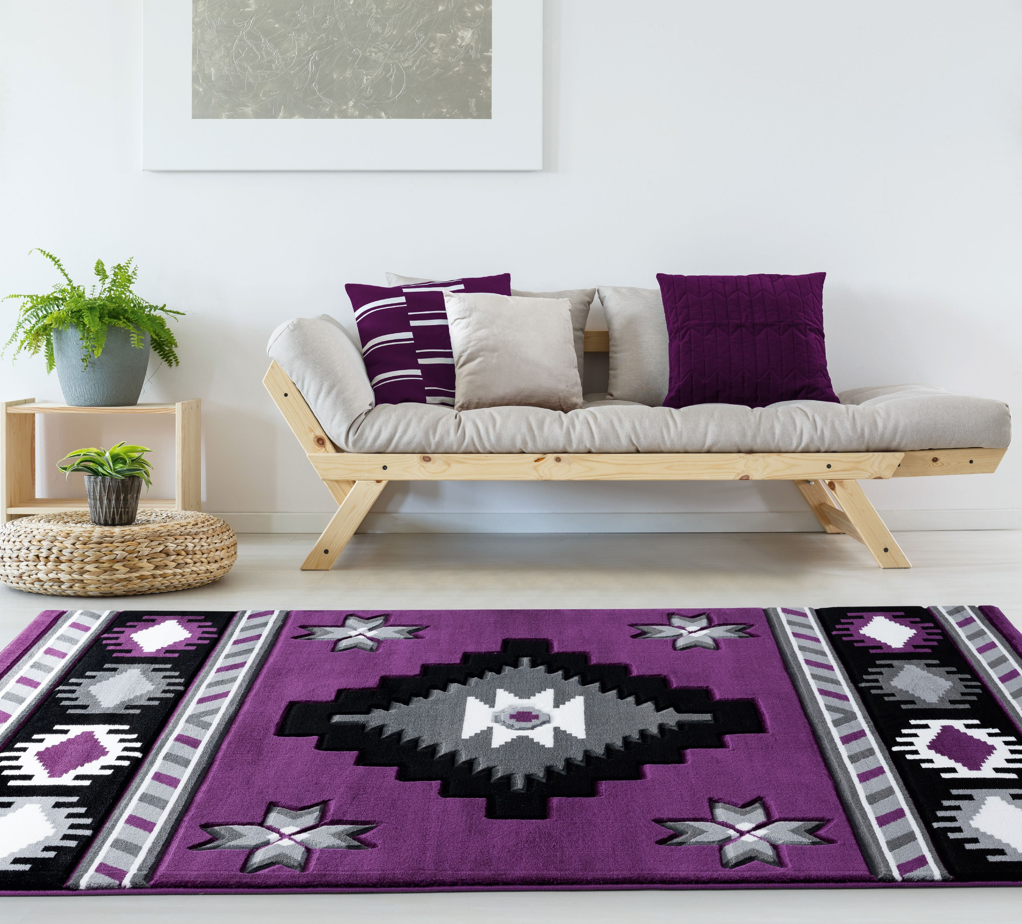 United Weavers Drachma Volos Southwestern Geometric Area Rug, Plum, 5'3" x 7'6"