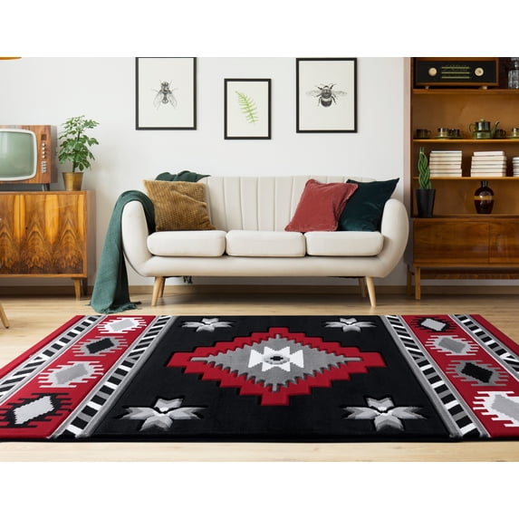 United Weavers Drachma Volos Southwestern Geometric Area Rug, Red, 5'3" x 7'6"