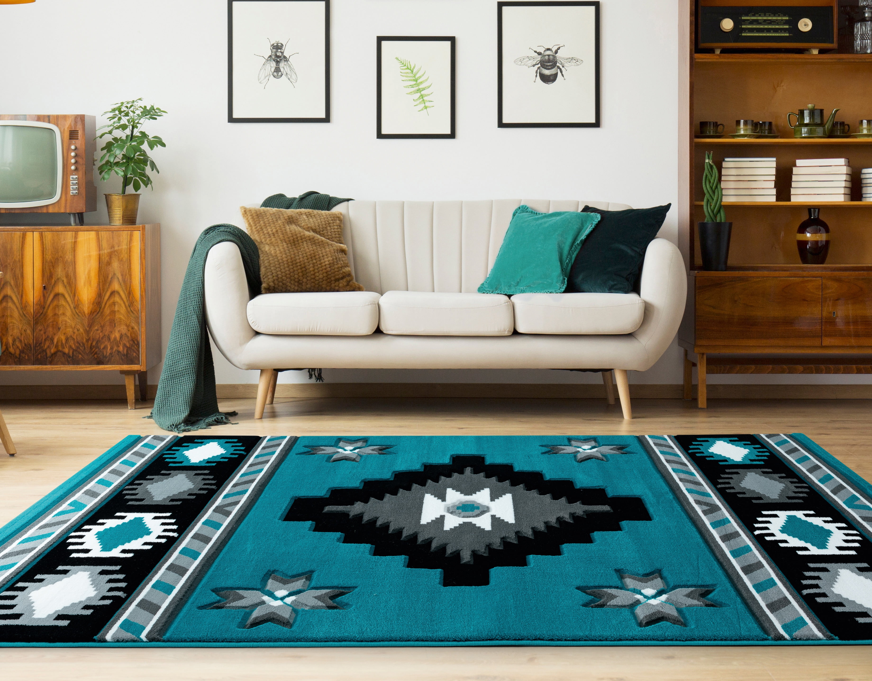 United Weavers Drachma Volos Southwestern Geometric Area Rug, Turquoise, 7'10" x 7'10"